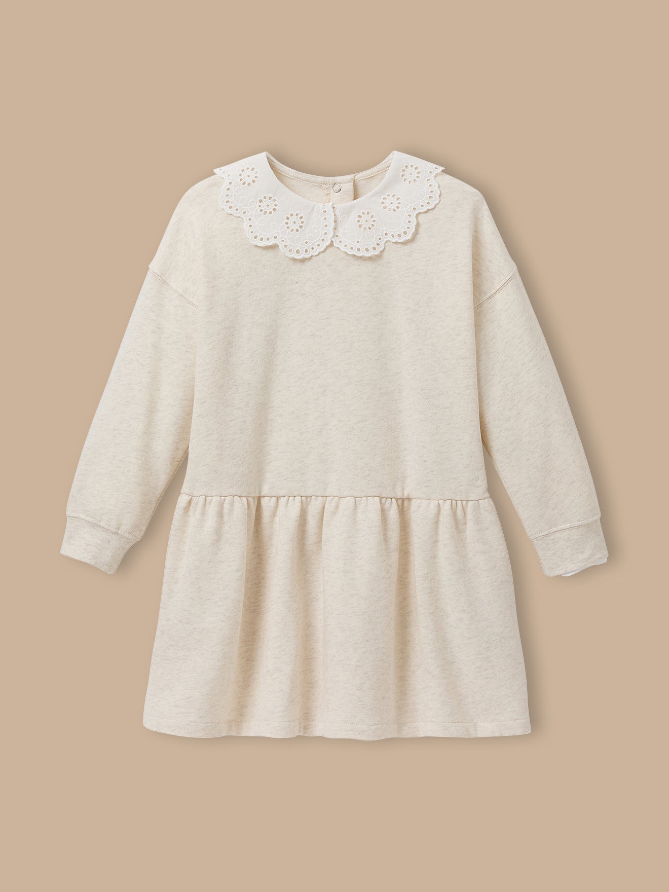Kleid mit großem besticktem Kragen, Bio-Baumwolle
