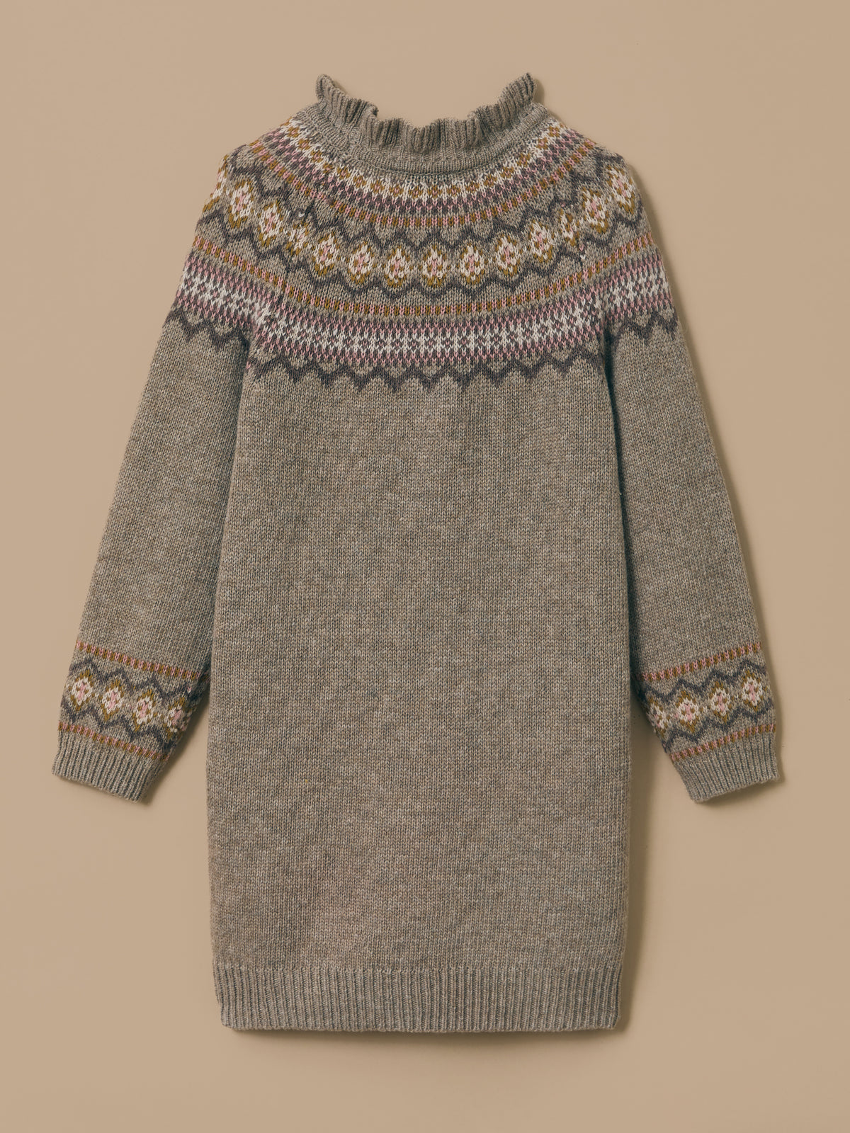 Mädchenkleid aus Wolle mit Jacquard