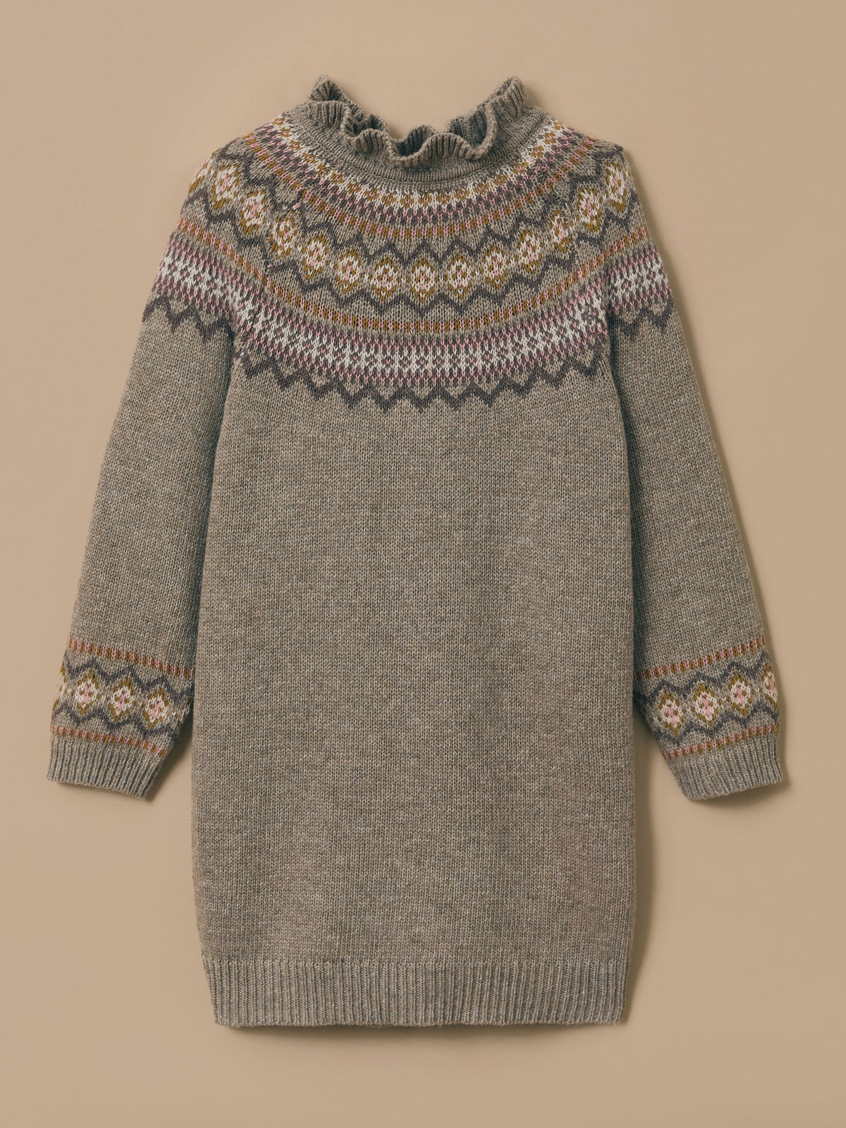 Mädchenkleid aus Wolle mit Jacquard