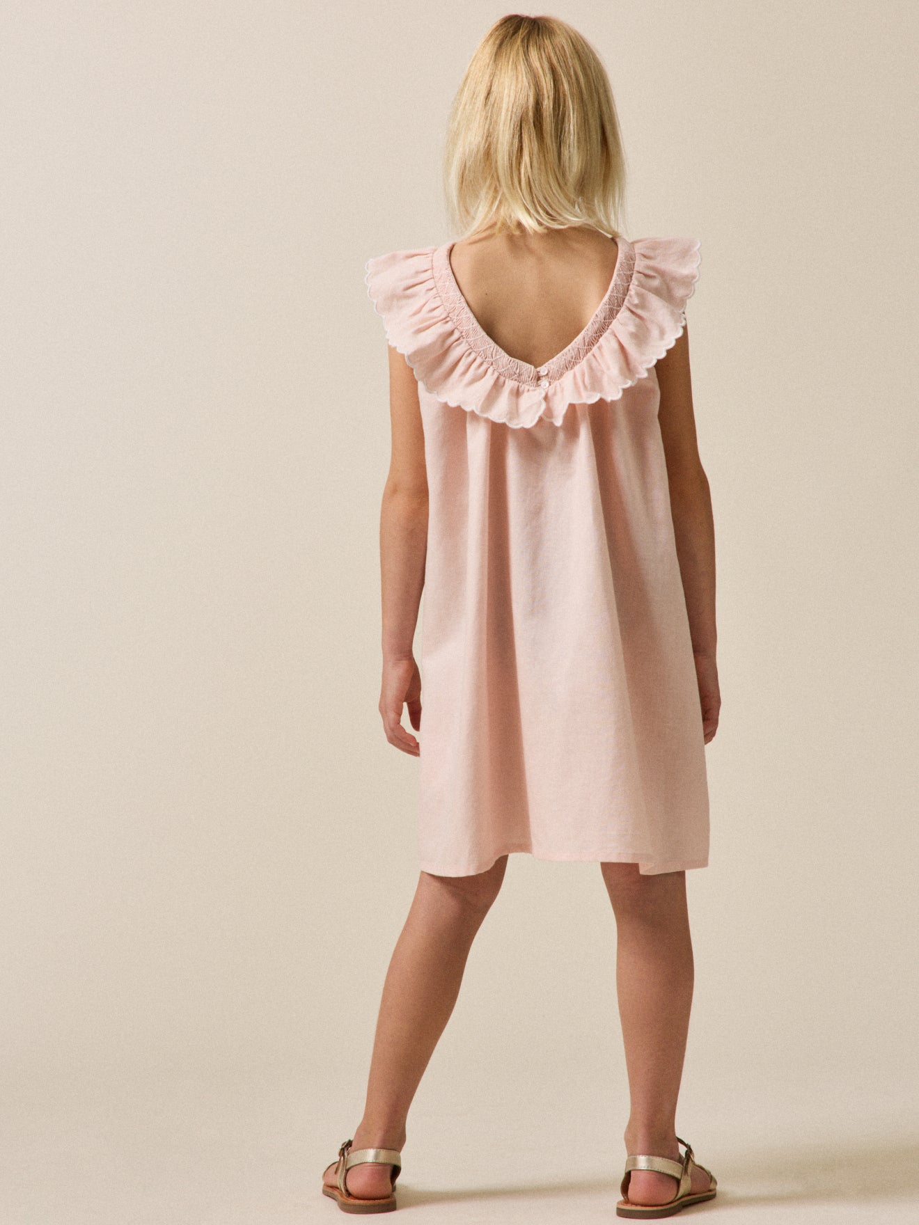 Mädchenkleid « Clotilde » aus Leinen und Baumwolle – Kollektion « Feste & Hochzeiten »