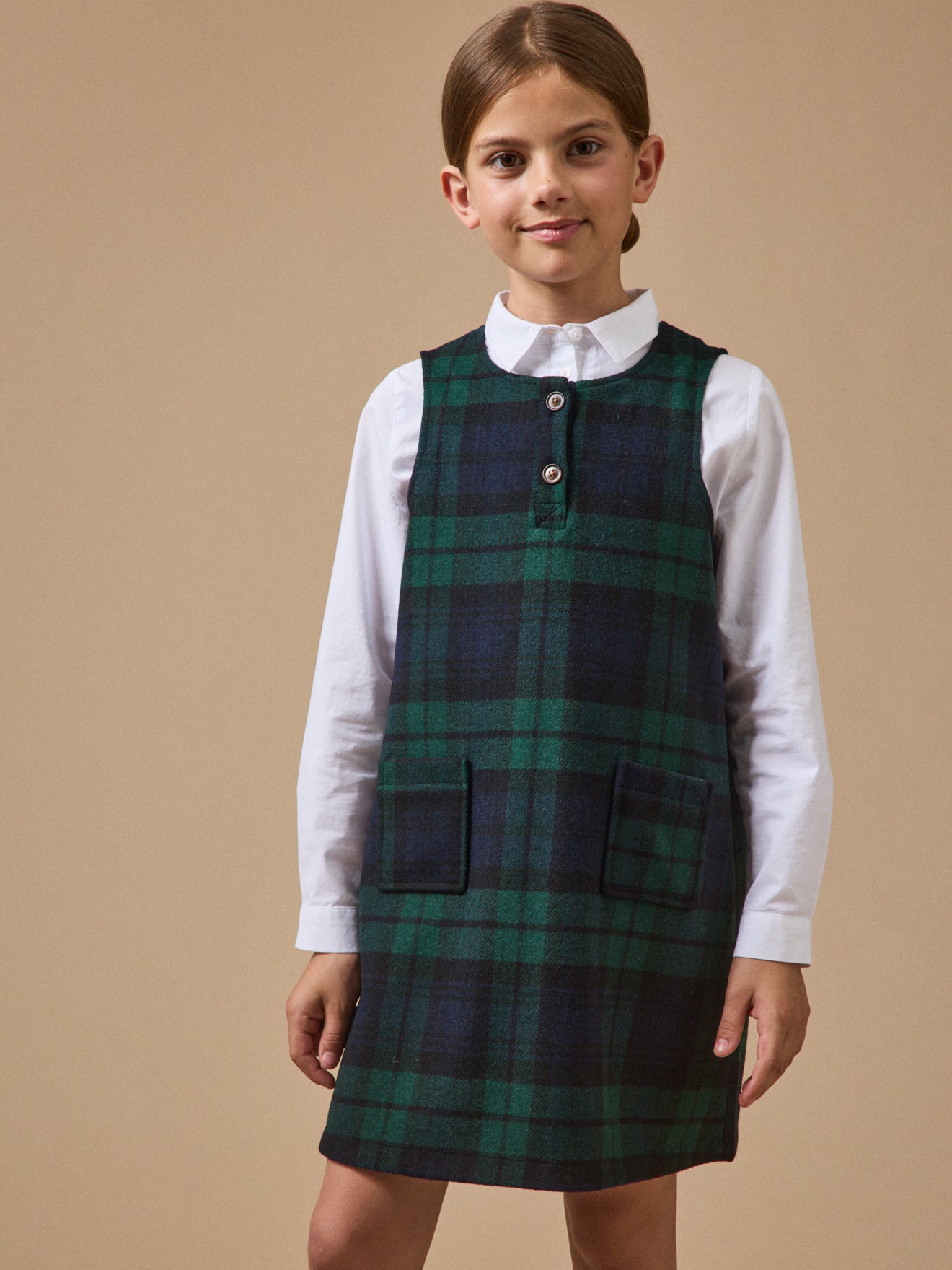 Mädchen-Trägerkleid mit Tartan-Druckmuster