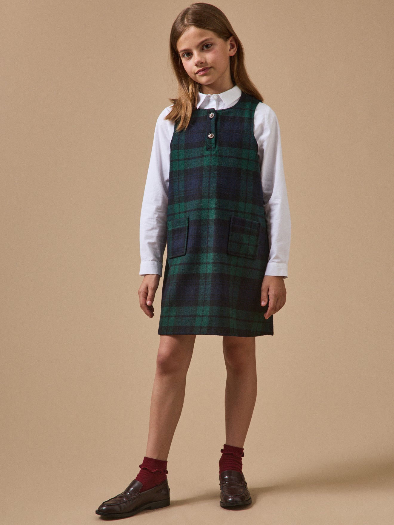Mädchen-Trägerkleid mit Tartan-Druckmuster