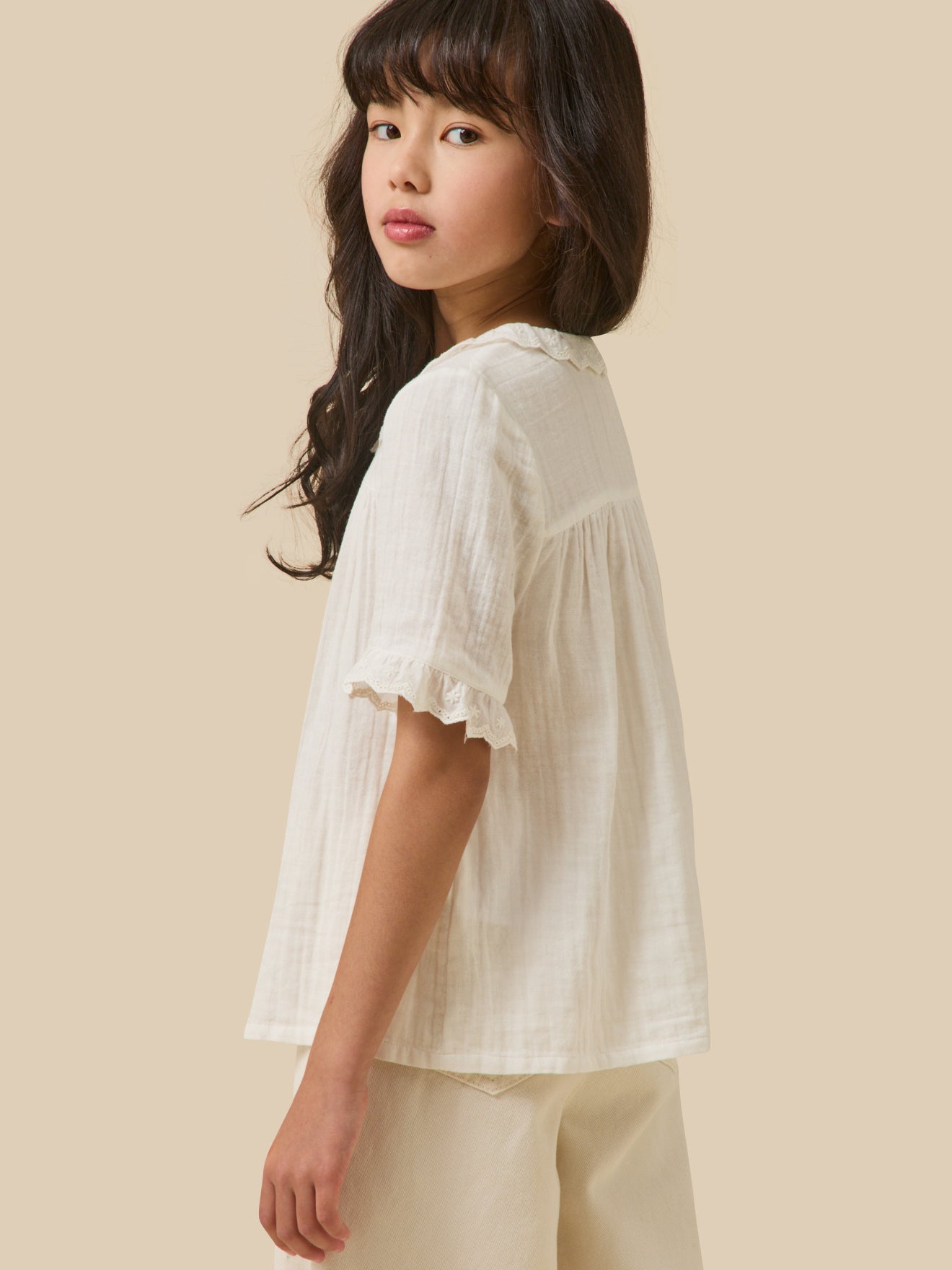 Mädchenbluse aus Gaze – Bio-Baumwolle