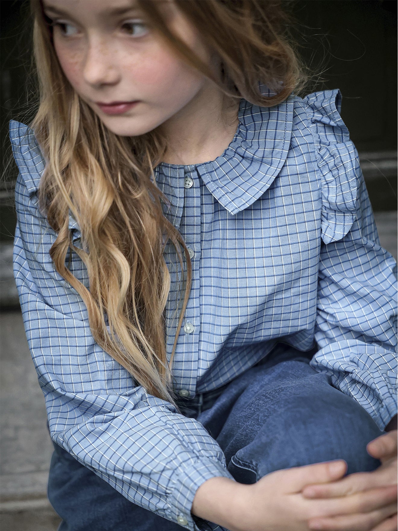 Mädchenbluse mit Tattersall-Karo