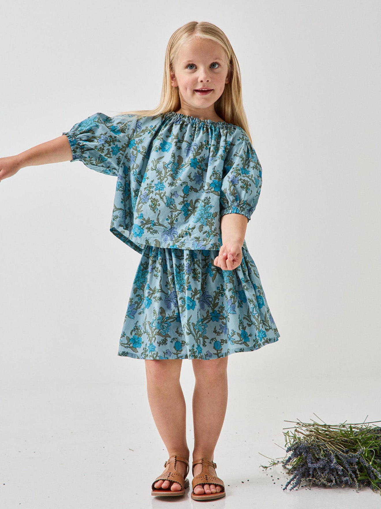Mädchenbluse mit Druckmuster « Flore »