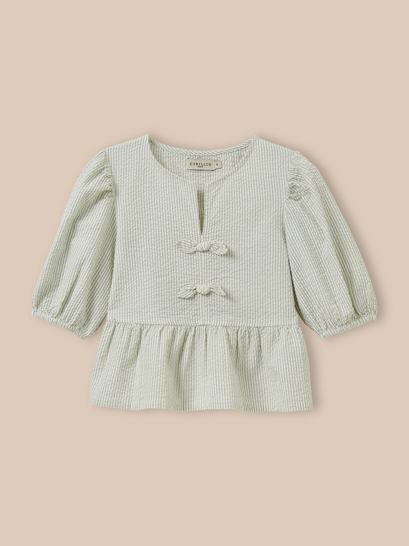 Gestreifte Mädchen-Bluse aus Seersucker