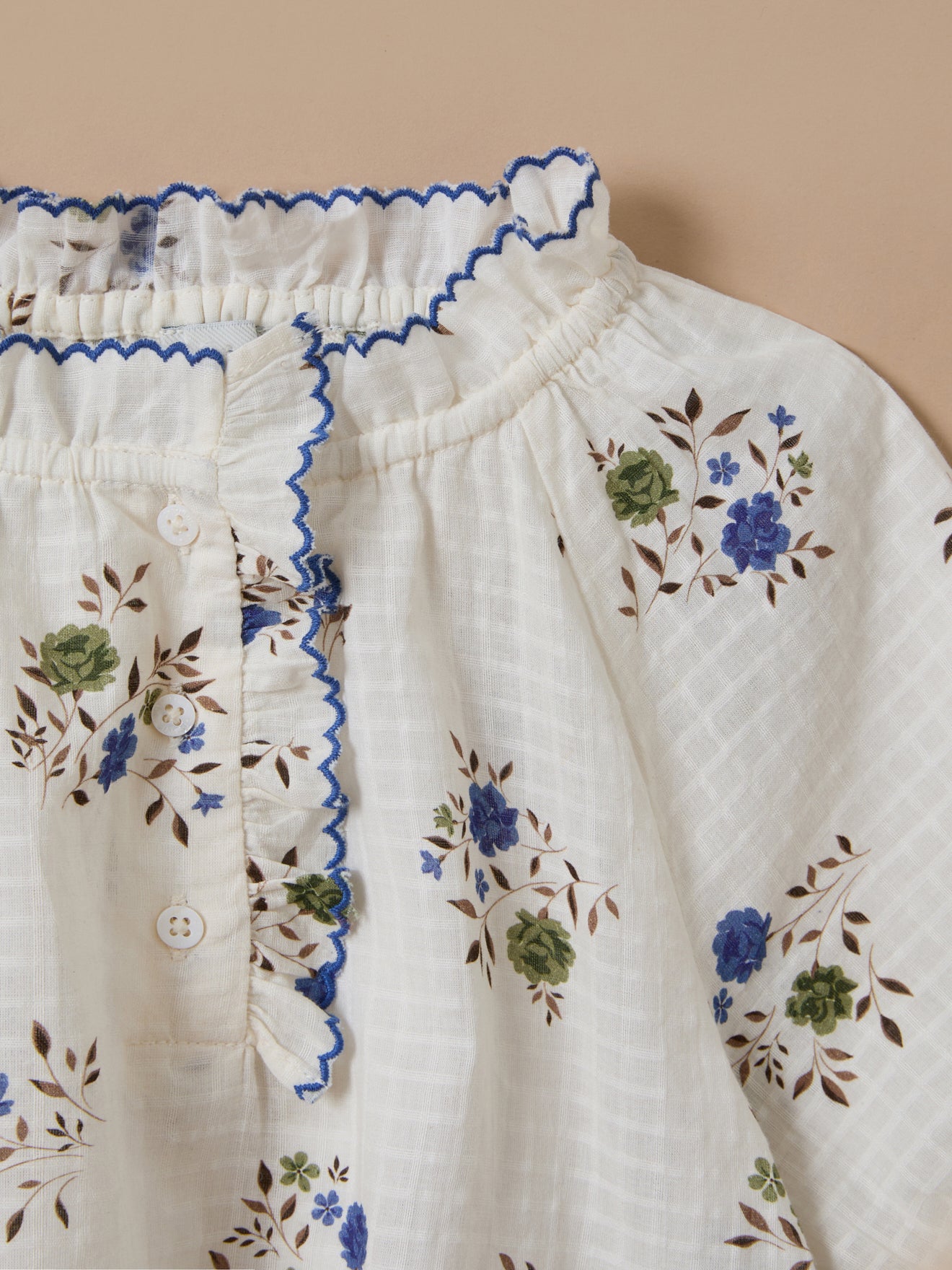 Mädchenbluse aus bedruckter Dobby-Baumwolle