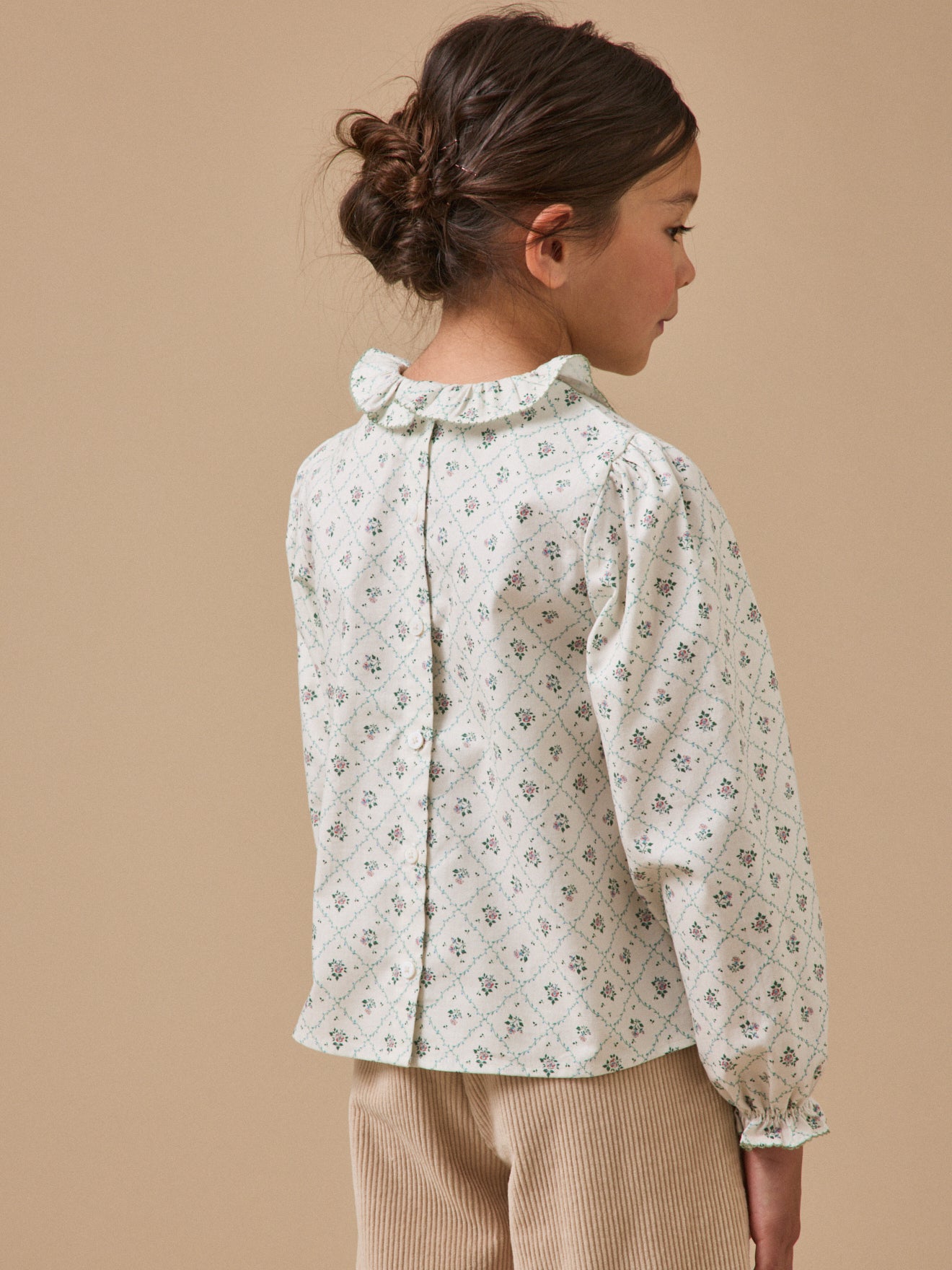 Mädchenhemd mit Druckmuster « Solène »