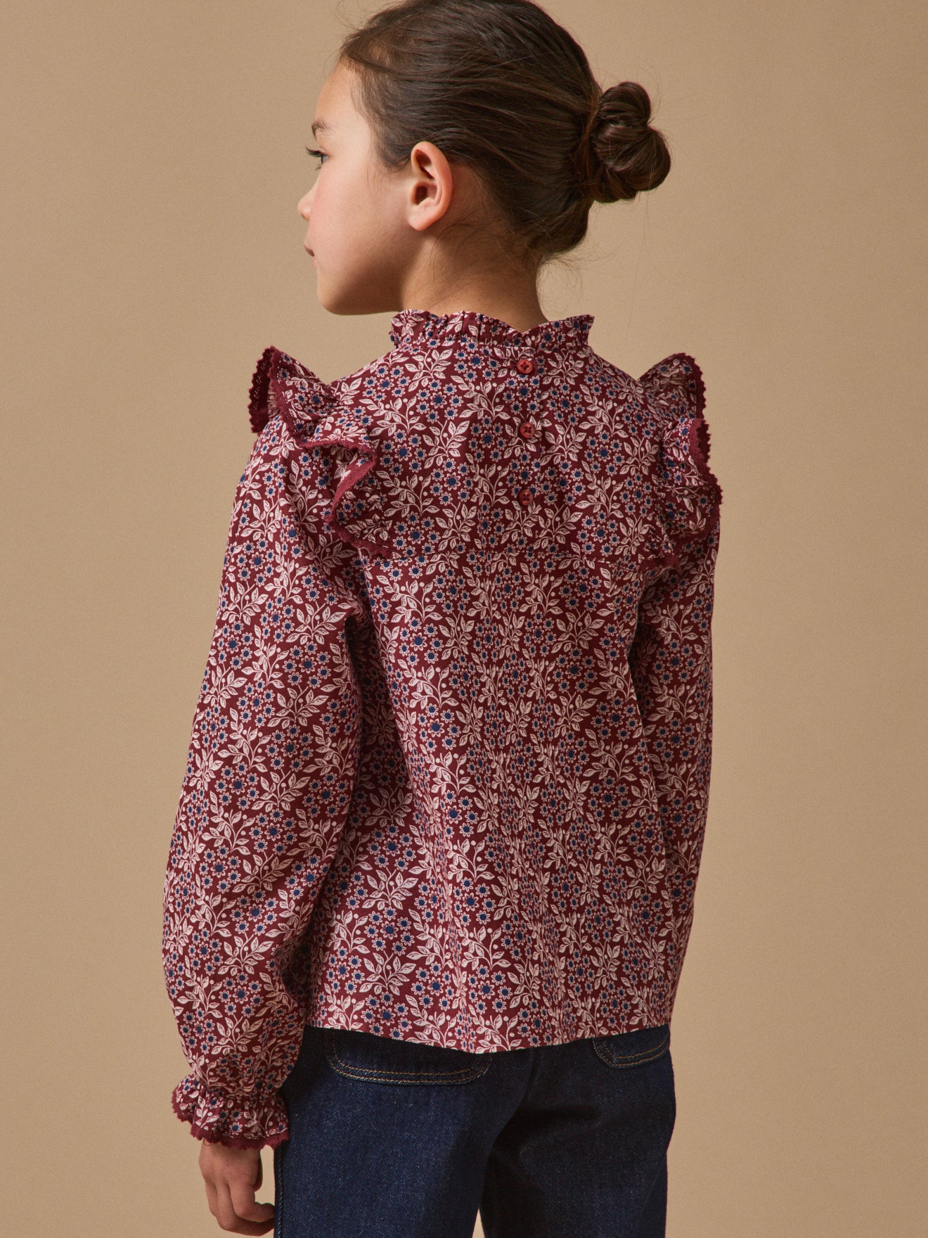 Mädchenbluse mit Druckmuster « Ophélia »
