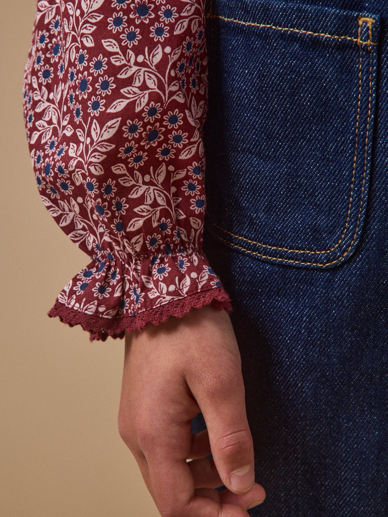 Mädchenbluse mit Druckmuster « Ophélia »