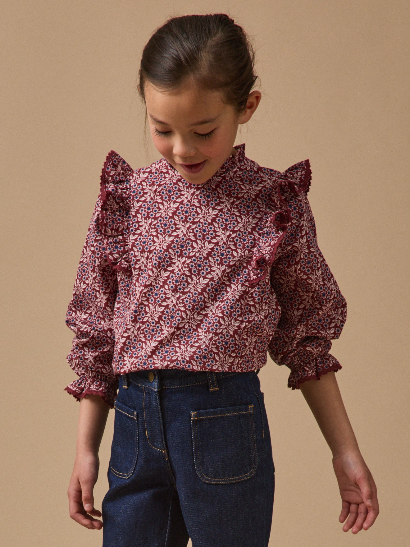 Mädchenbluse mit Druckmuster « Ophélia »