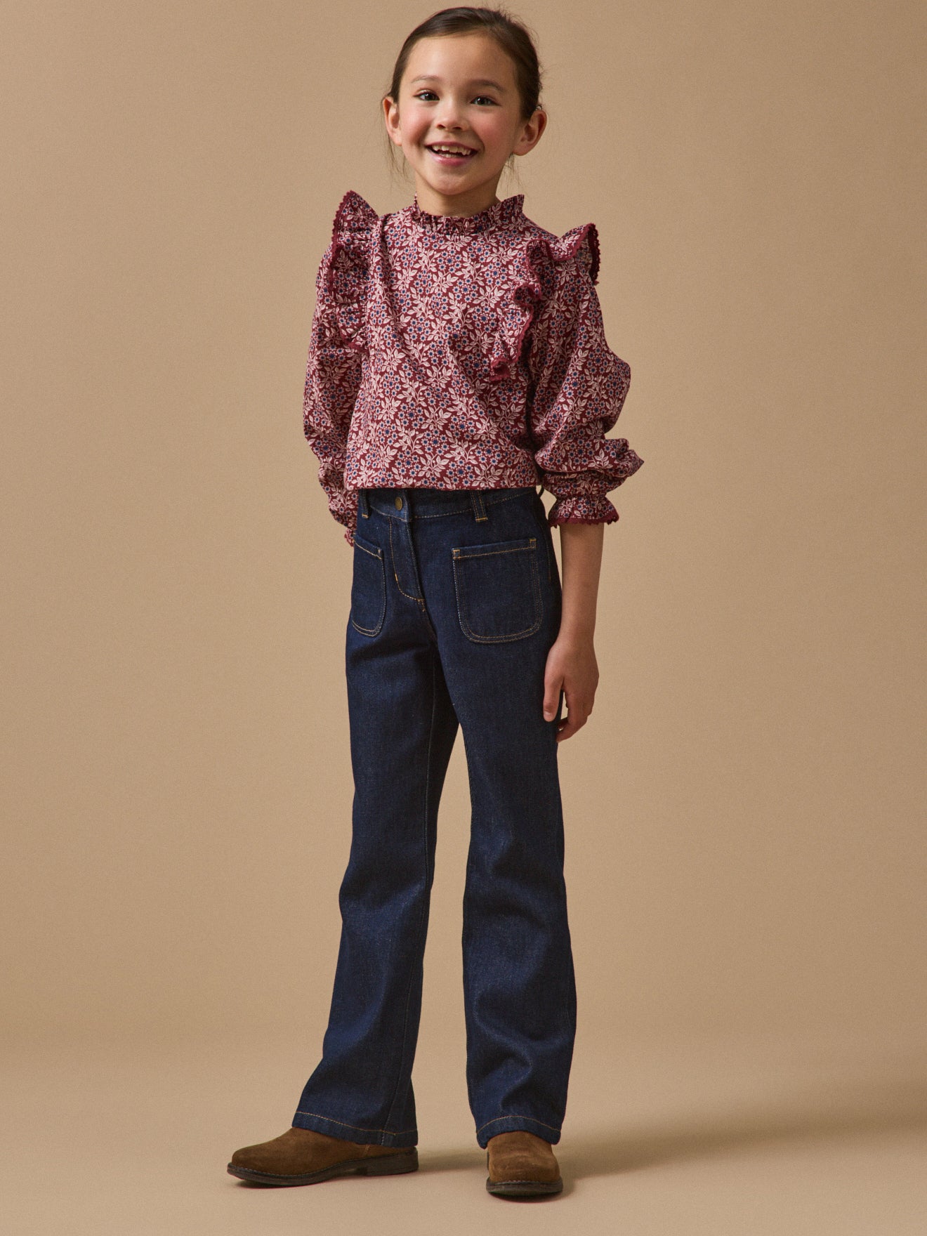 Mädchenbluse mit Druckmuster « Ophélia »