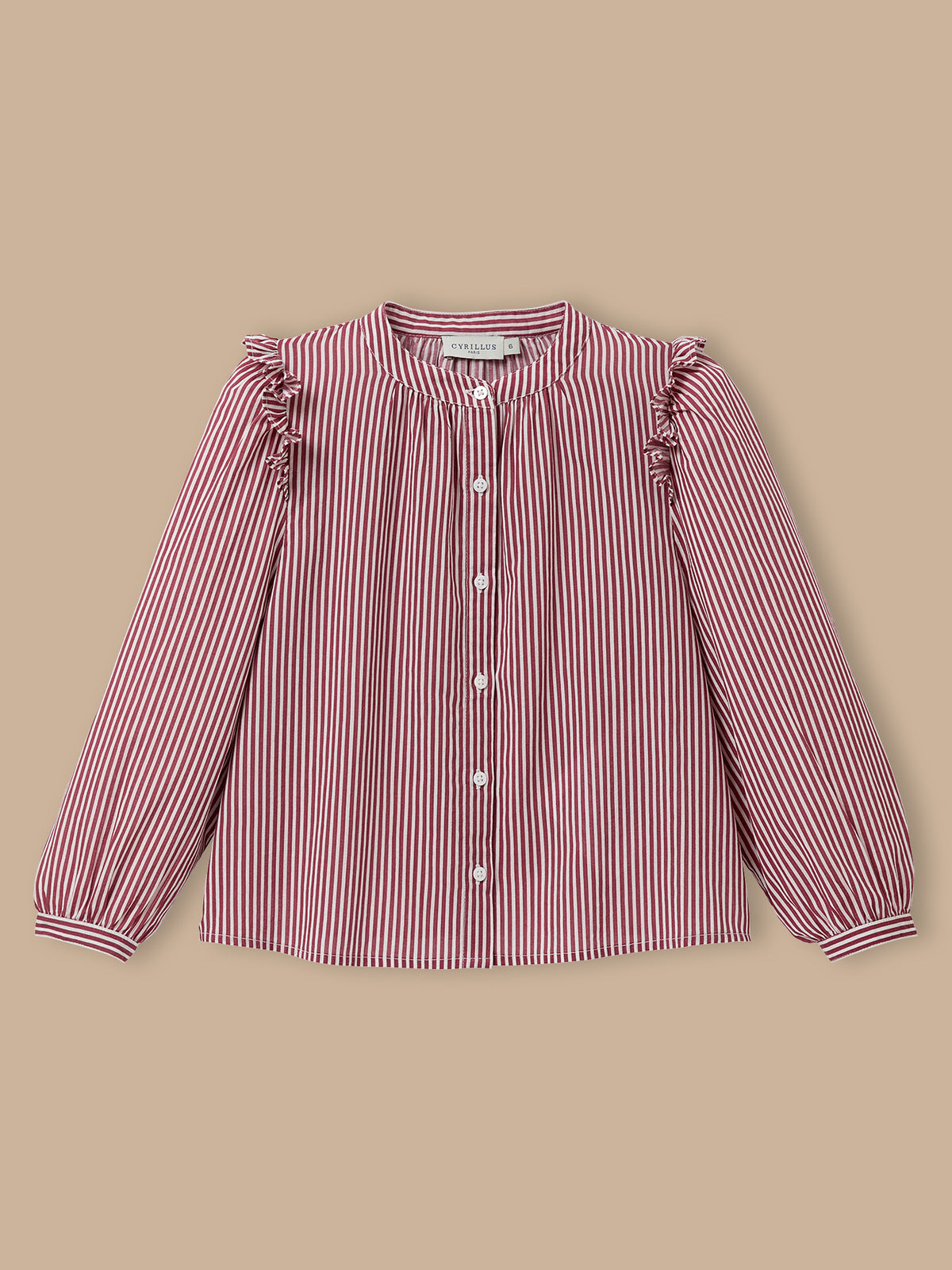 Mädchenbluse mit Volants, gestreift