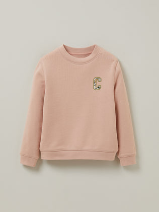Mädchen-Sweatshirt mit Stickerei und Liberty®-Stoff - Bio-Baumwolle