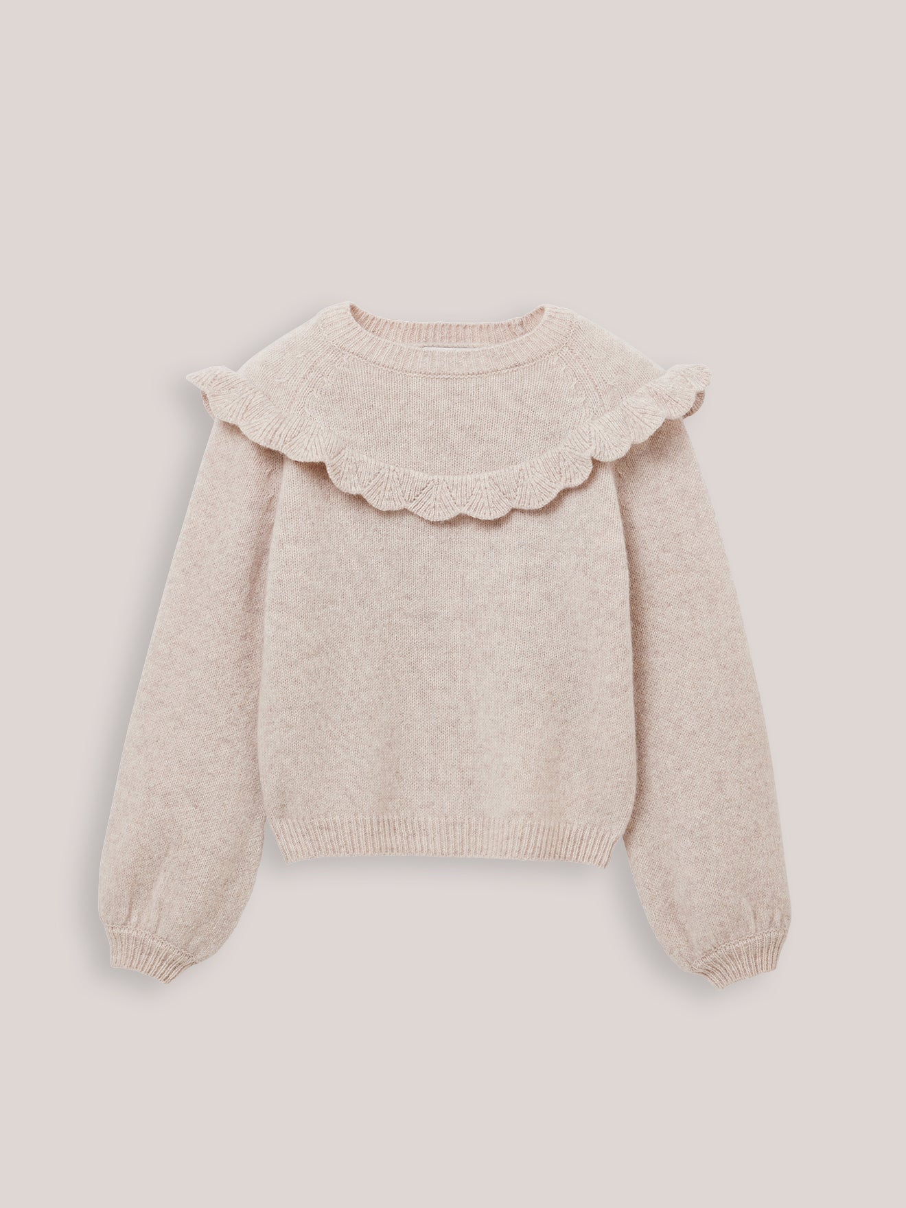 Mädchenpullover mit Volants – Merinowolle