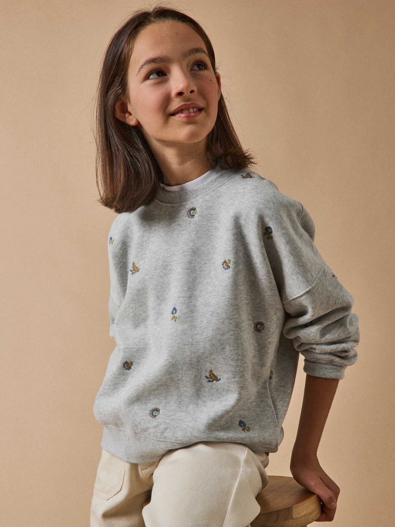Mädchen-Sweatshirt mit Stickerei – Bio-Baumwolle