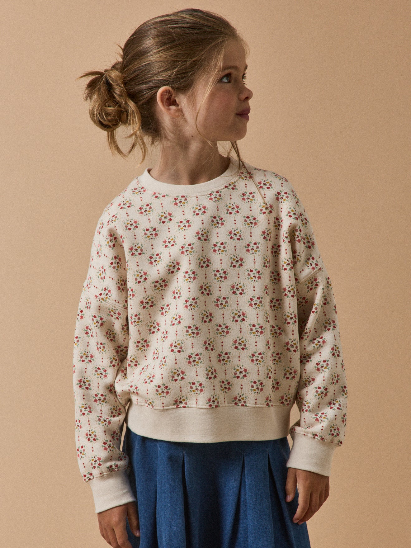 Mädchen-Sweatshirt, mit Druckmuster « Charline », Bio-Baumwolle