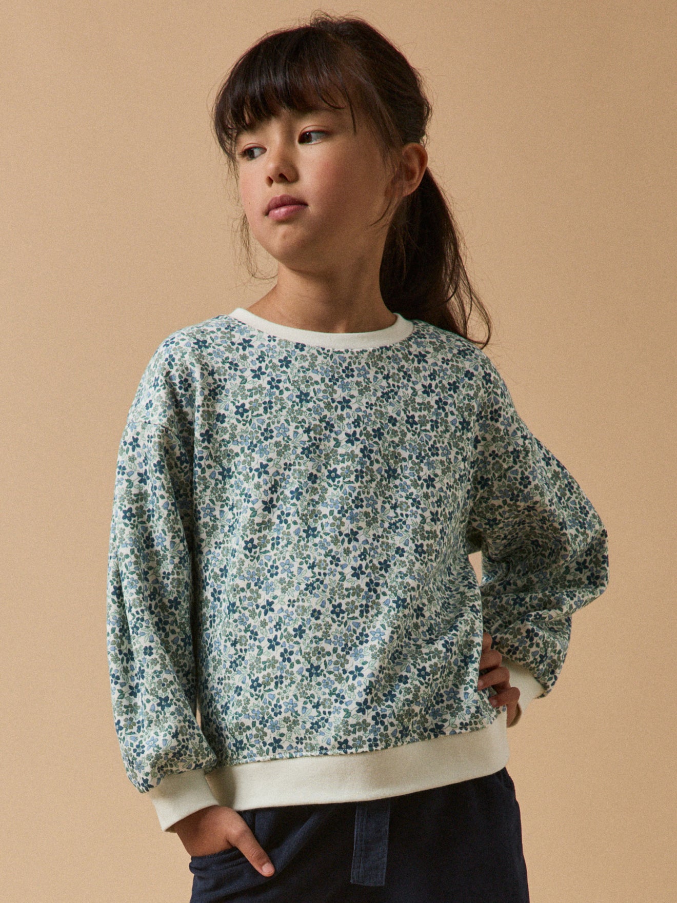 Mädchen-Sweatshirt, mit Druckmuster « Jeanne », Bio-Baumwolle