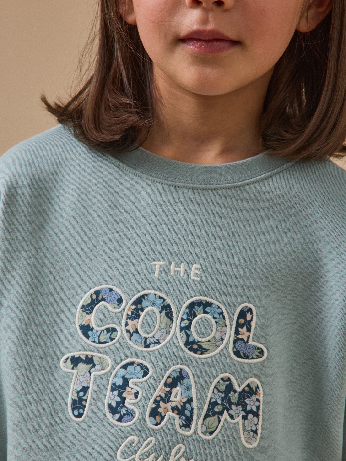 Mädchen-Sweatshirt « Cool Team », aus Liberty®-Stoff, Bio-Baumwolle