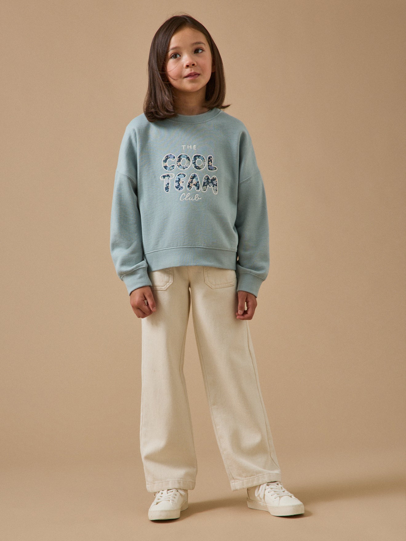 Mädchen-Sweatshirt « Cool Team », aus Liberty®-Stoff, Bio-Baumwolle