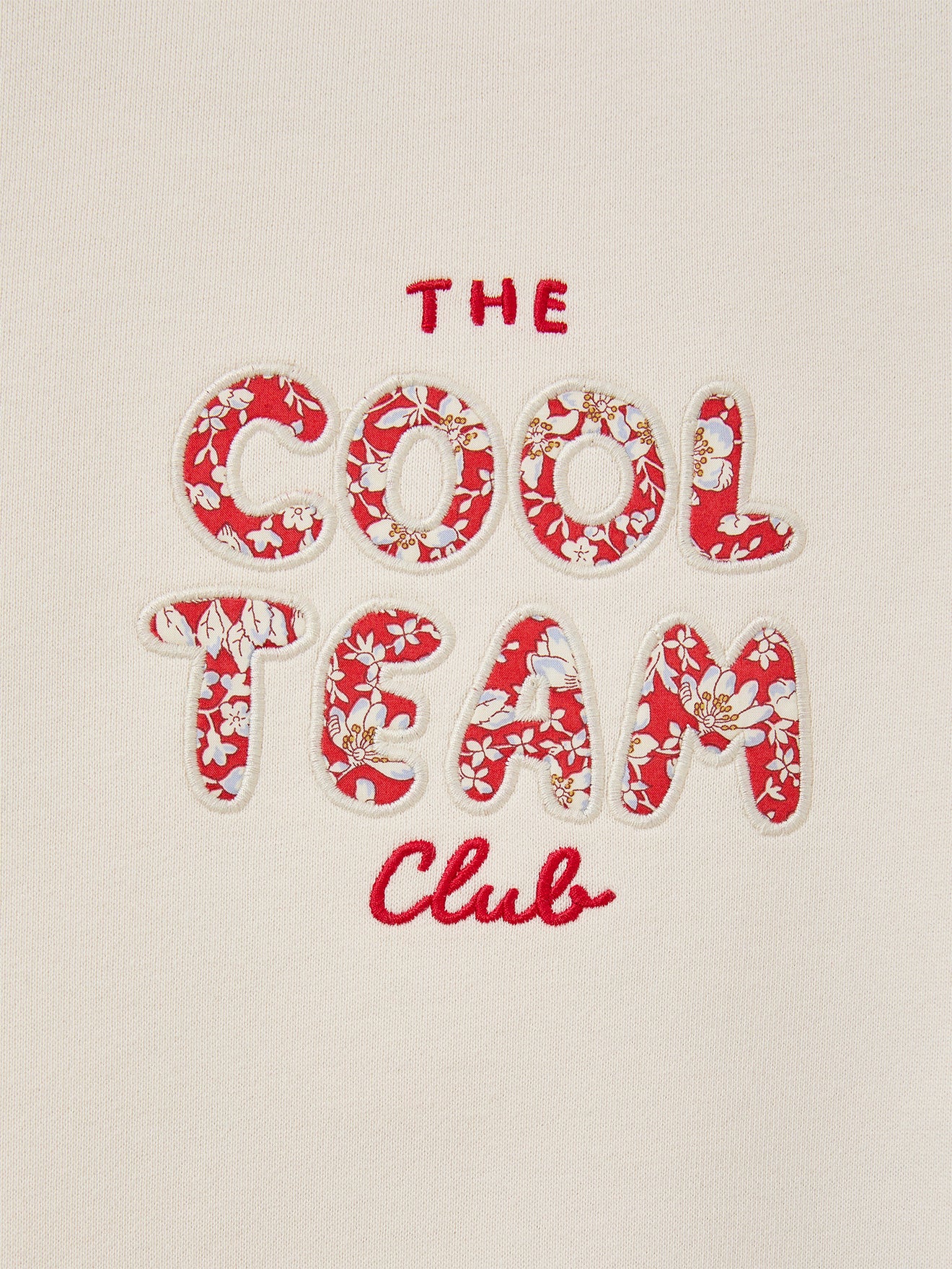 Mädchen-Sweatshirt mit Schriftzug aus Liberty®-Stoff – Bio-Baumwolle