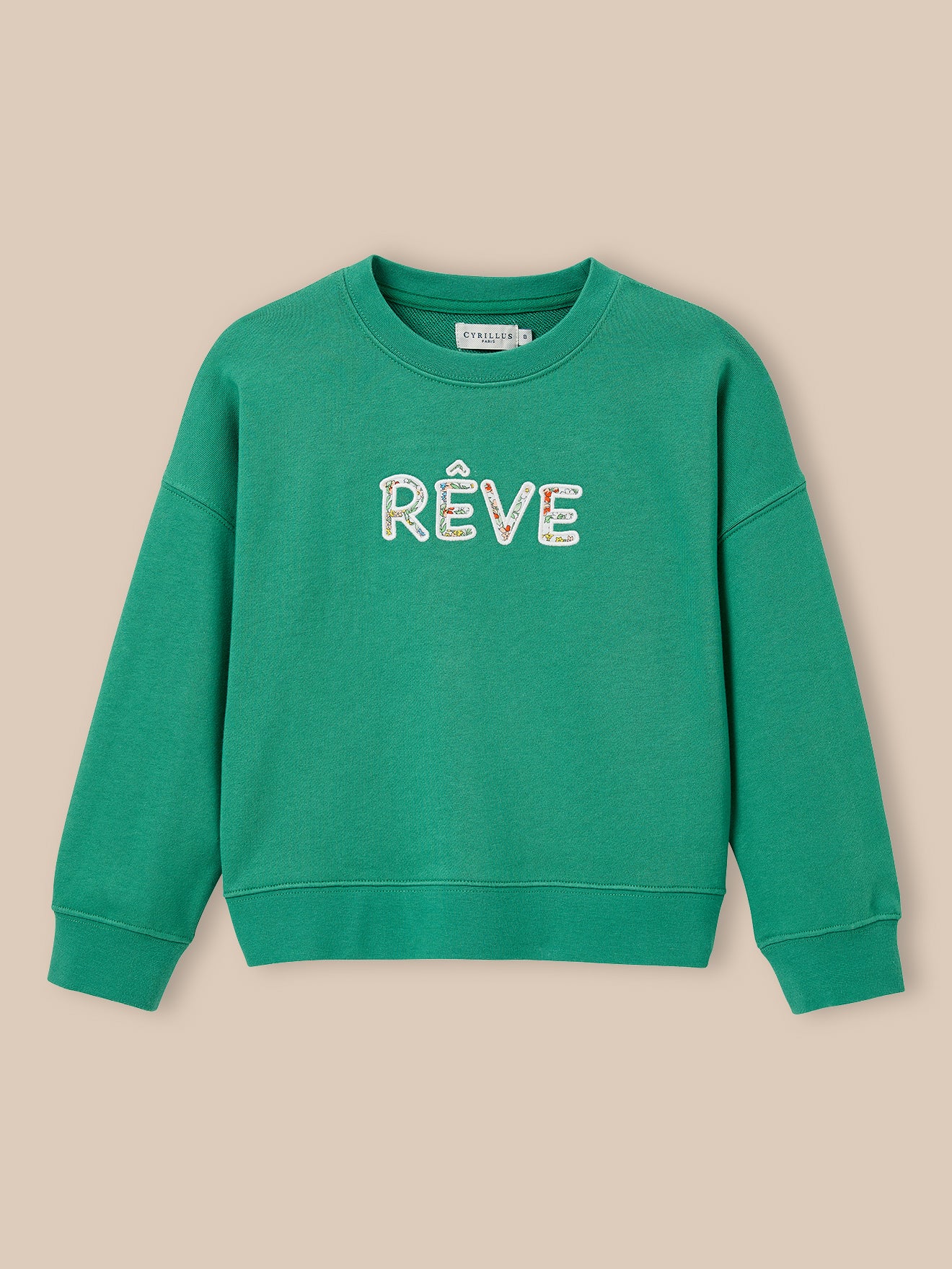 Mädchen-Sweatshirt mit Schriftzug aus Liberty®-Stoff – Bio-Baumwolle