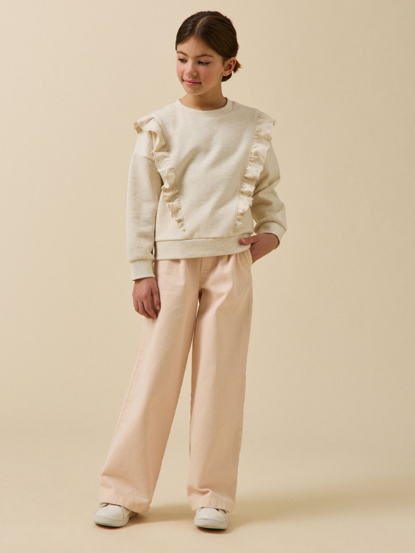 Mädchen-Sweatshirt mit Volants - Bio-Baumwolle