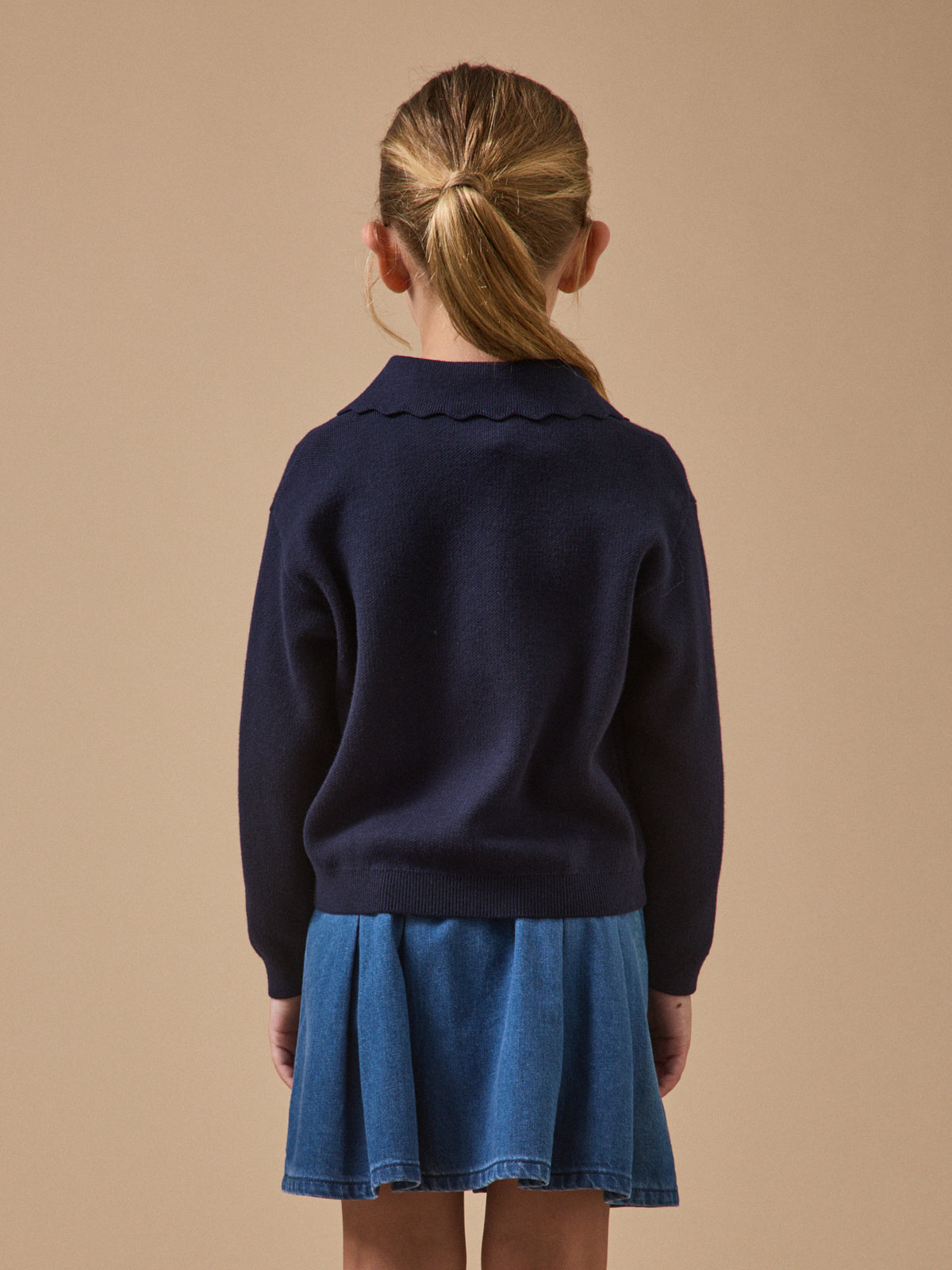Mädchen-Pullover aus Milano-Strick mit Polokragen