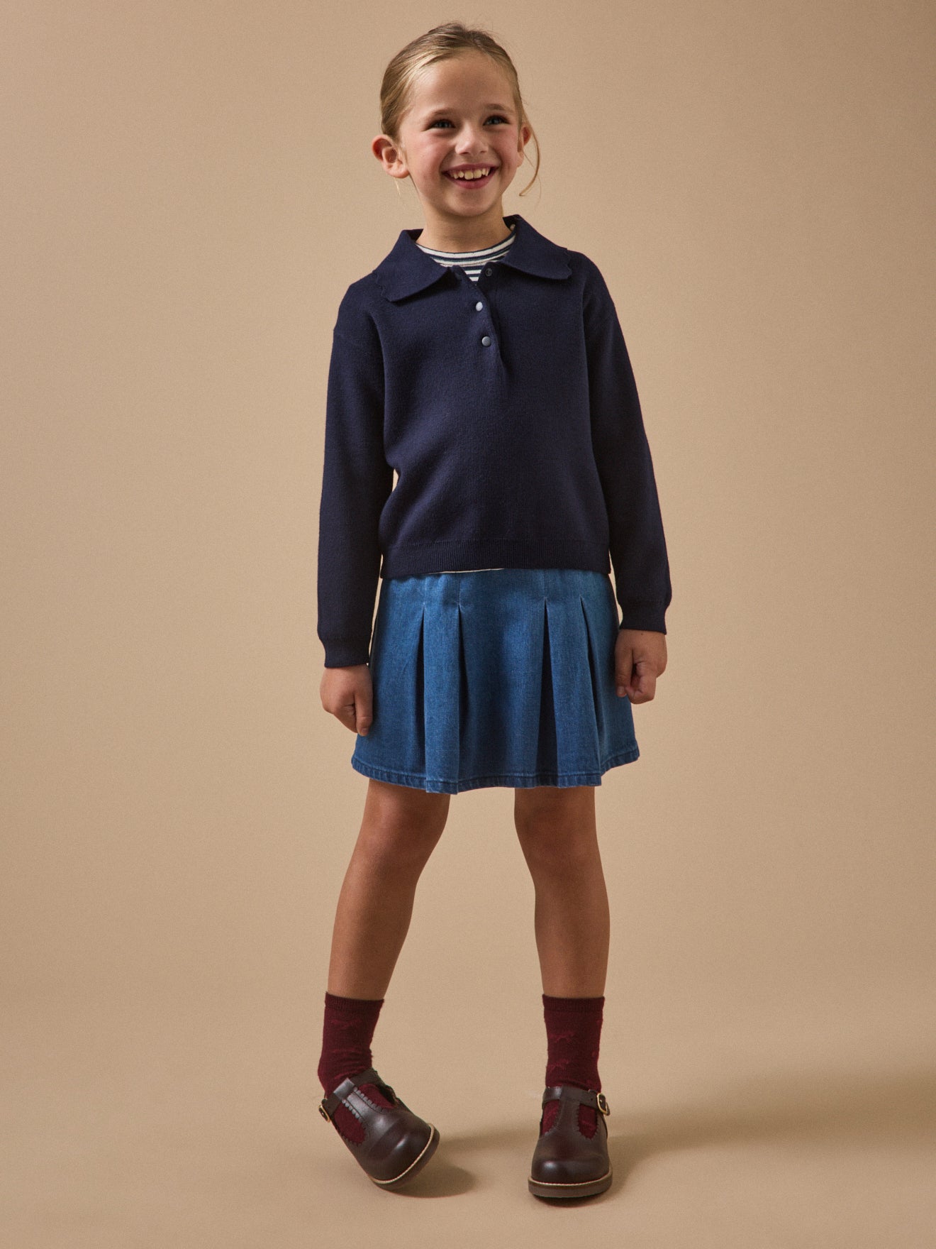 Mädchen-Pullover aus Milano-Strick mit Polokragen