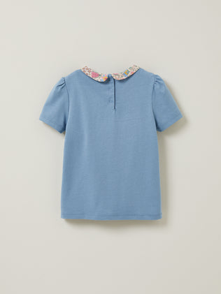 Mädchen T-Shirt mit Kragen aus Liberty®-Stoff - Bio-Baumwolle