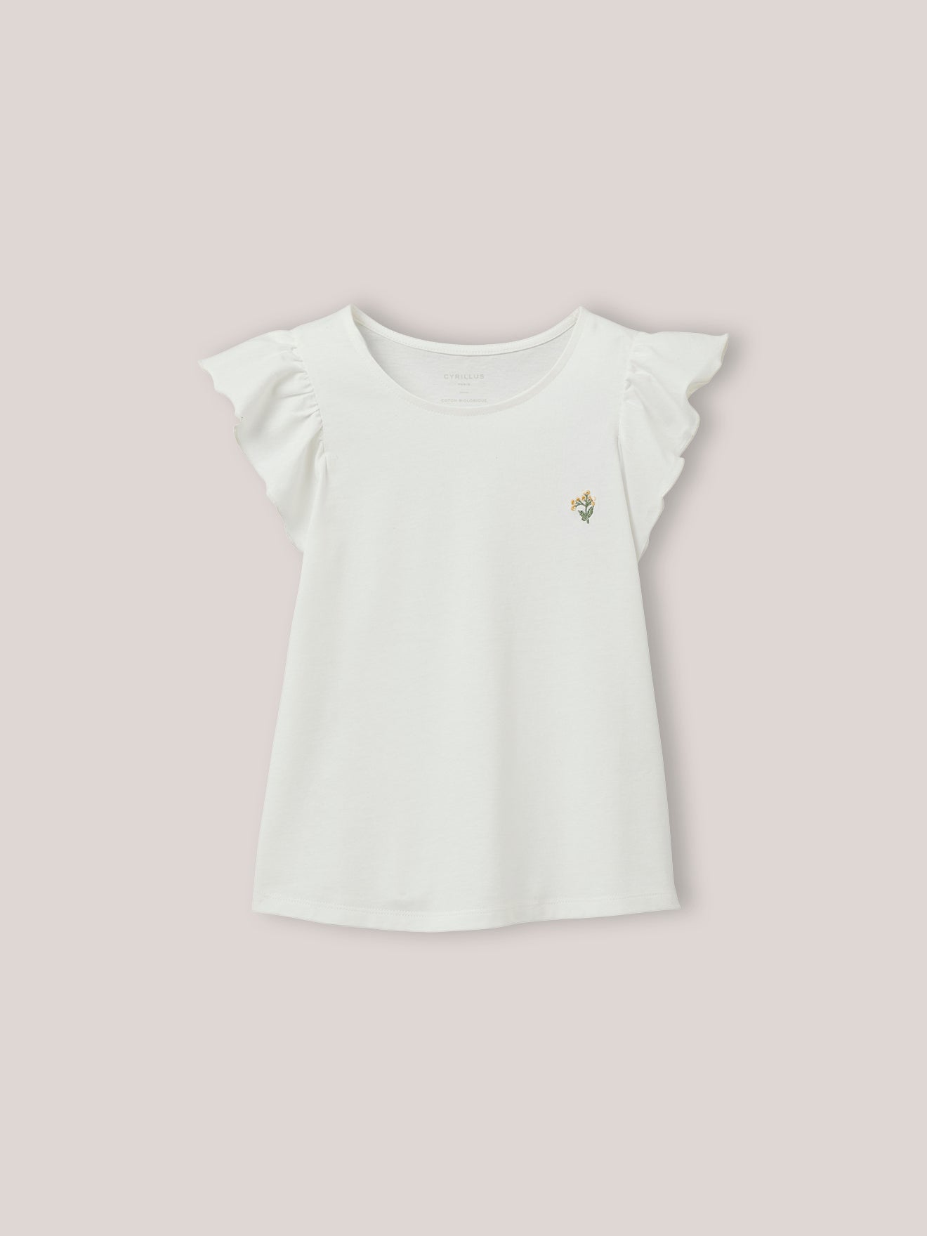 Mädchen T-Shirt mit Blumenstickerei – Bio-Baumwolle