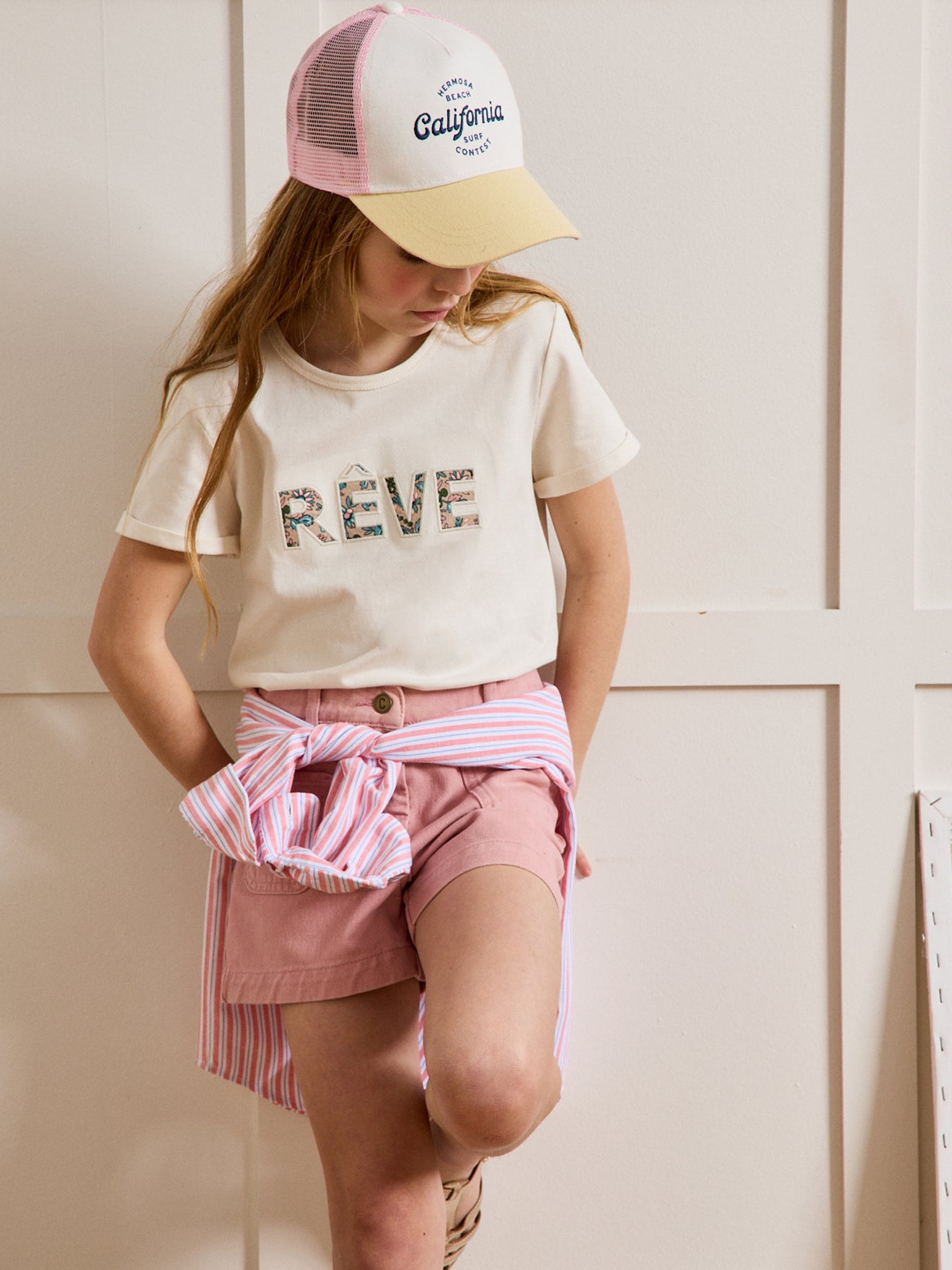 Mädchen T-Shirt mit Schriftzug und Druckmuster « Mireille » – Bio-Baumwolle