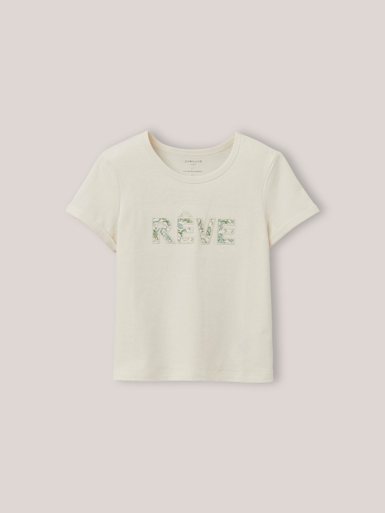 Mädchen T-Shirt mit Schriftzug und Druckmuster « Mireille » – Bio-Baumwolle