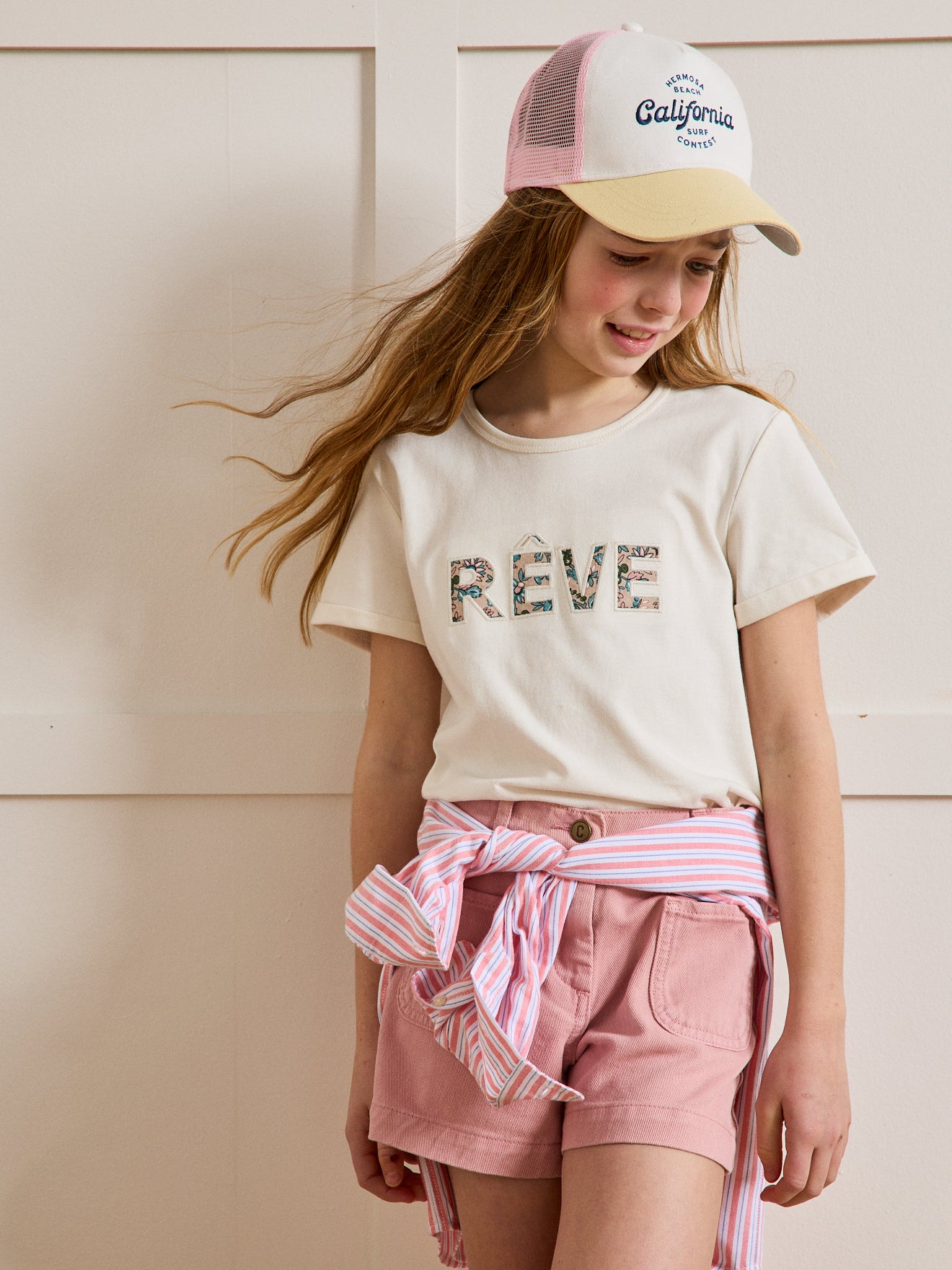 Mädchen T-Shirt mit Schriftzug und Druckmuster « Mireille » – Bio-Baumwolle