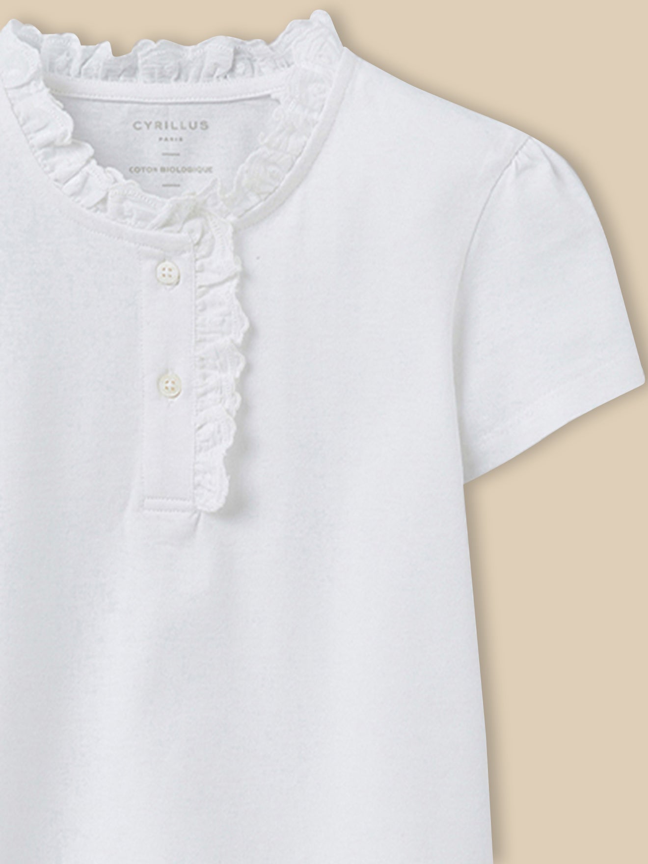 Mädchen T-Shirt mit Rüschenkragen – Bio-Baumwolle