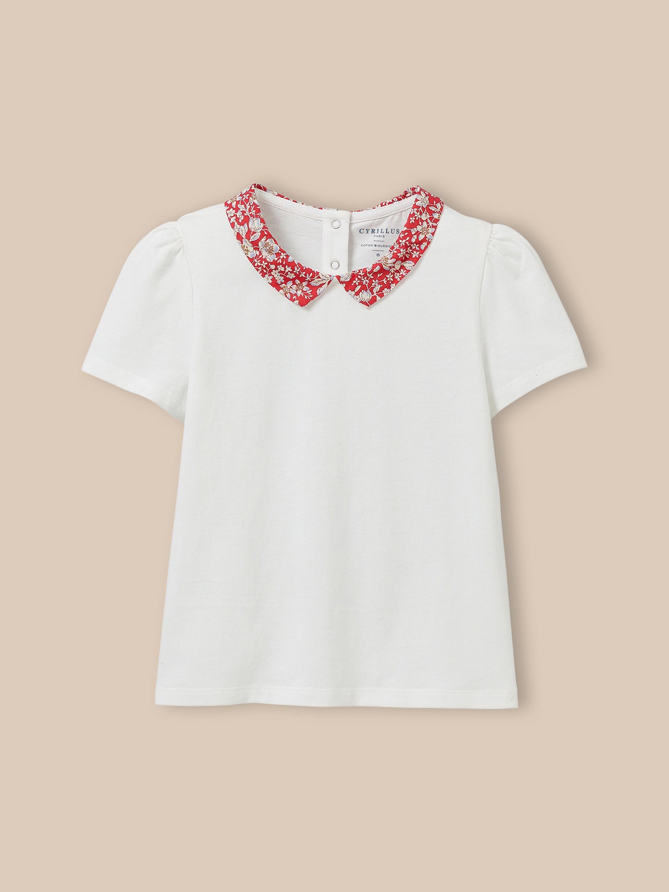 Mädchen T-Shirt mit einem Kragen aus Liberty®-Stoff – Bio-Baumwolle