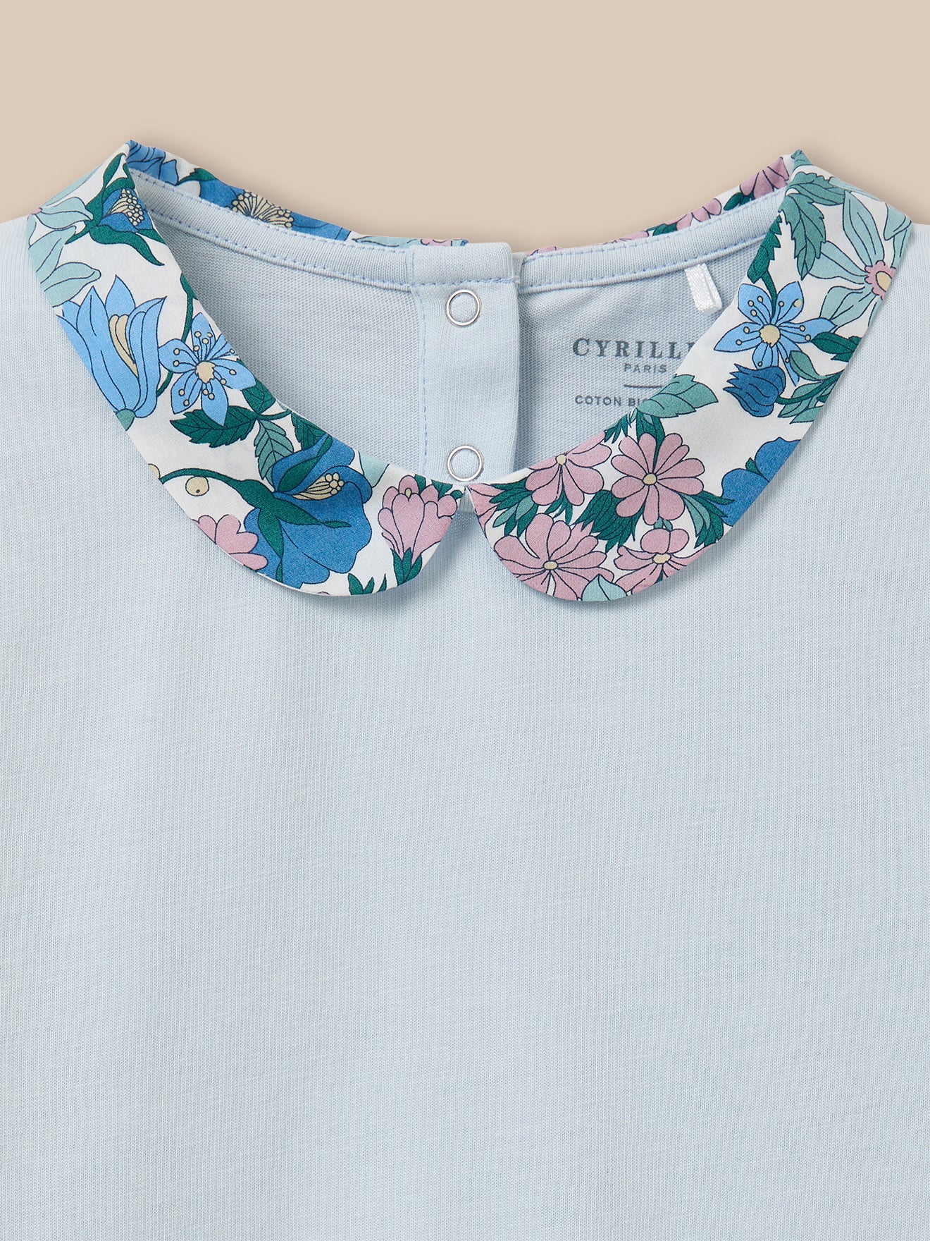 Mädchen T-Shirt mit einem Kragen aus Liberty®-Stoff – Bio-Baumwolle