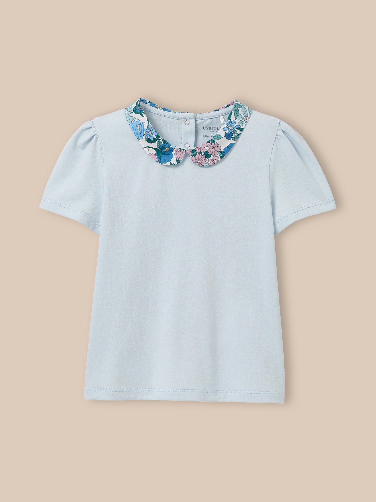 Mädchen T-Shirt mit einem Kragen aus Liberty®-Stoff – Bio-Baumwolle