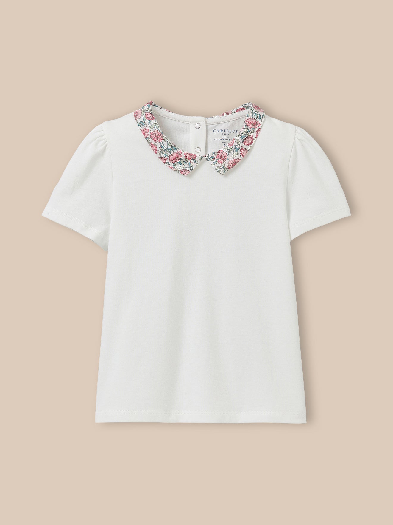 Mädchen T-Shirt mit einem Kragen aus Liberty®-Stoff – Bio-Baumwolle