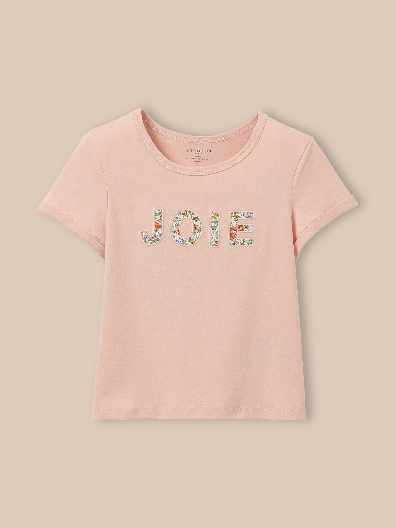 Mädchen T-Shirt mit Schriftzug aus Liberty®-Stoff – Bio-Baumwolle