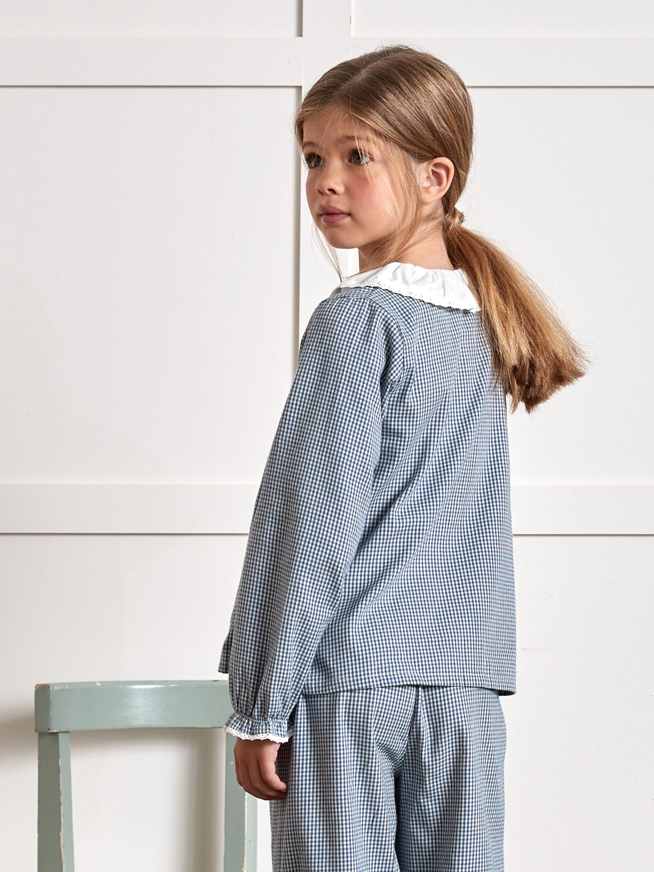 Mädchen-Pyjama aus Flanell mit Vichy-Karos