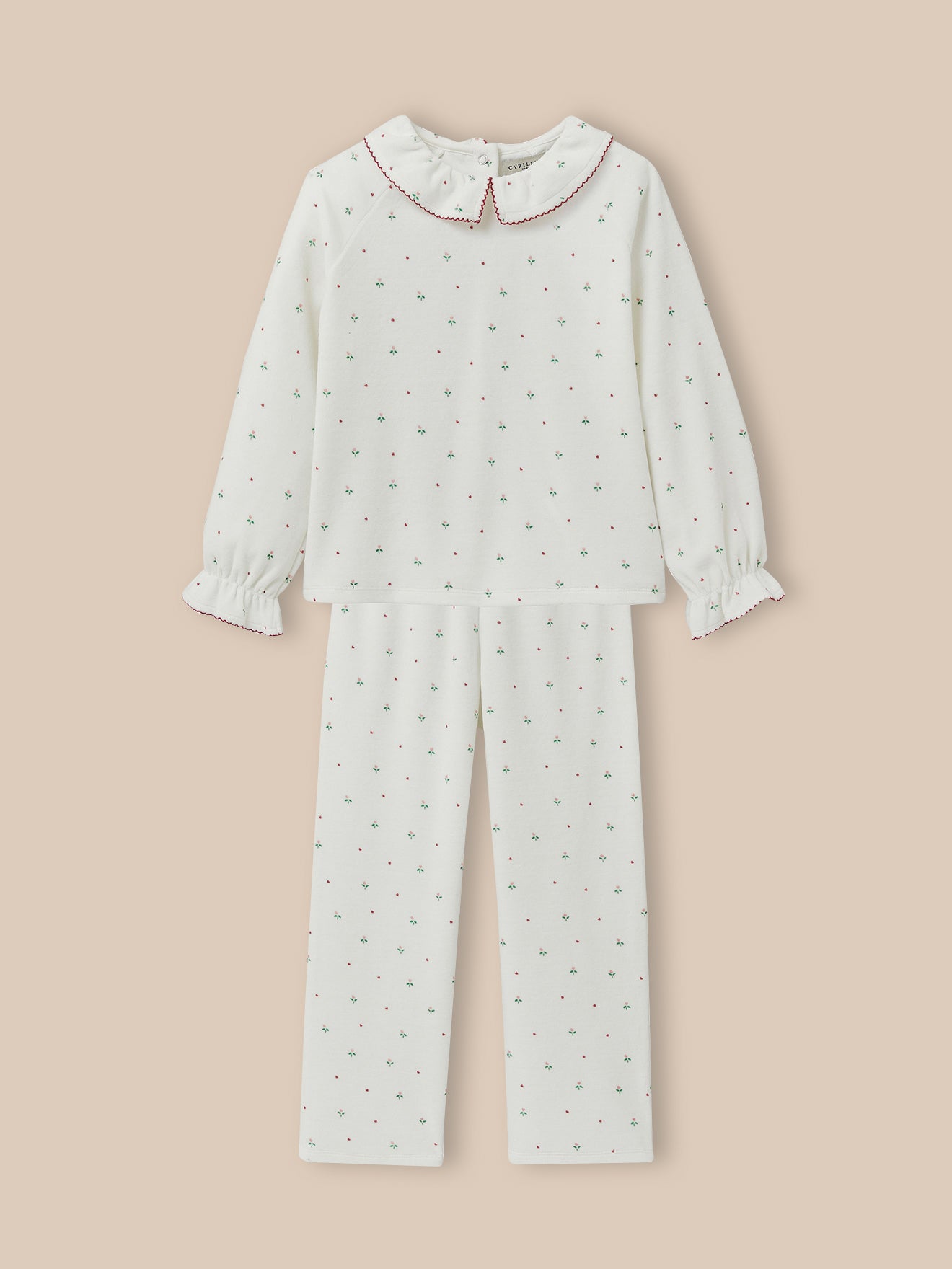 Mädchenpyjama, bedruckt, aus Velours