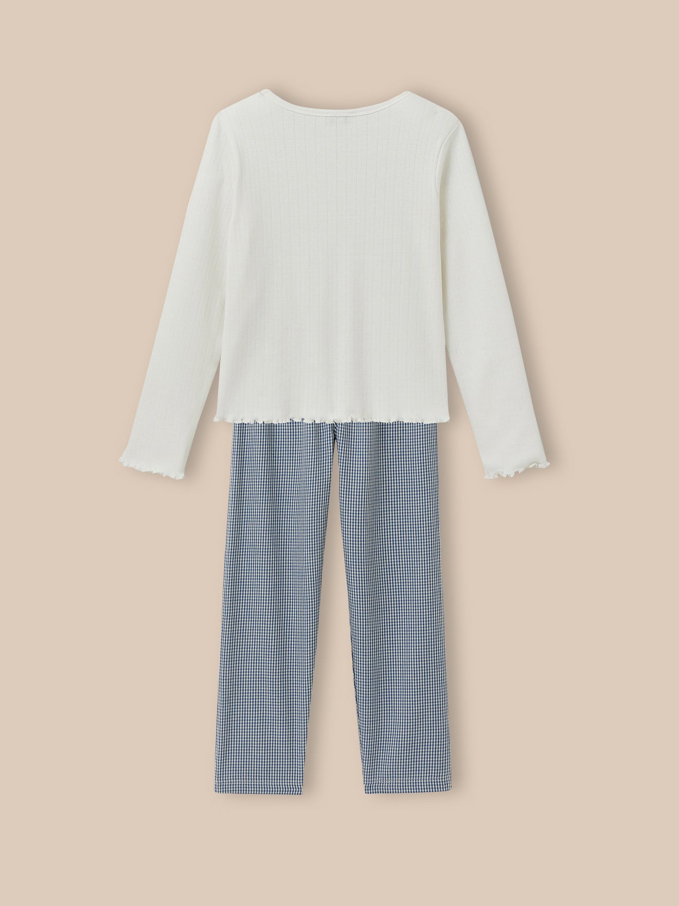 Mädchenpyjama, aus zwei Materialien, Vichy-Karo