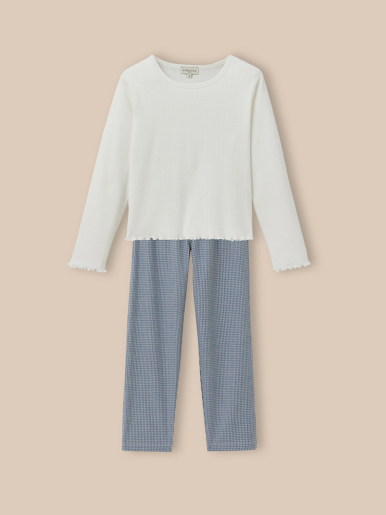 Mädchenpyjama, aus zwei Materialien, Vichy-Karo