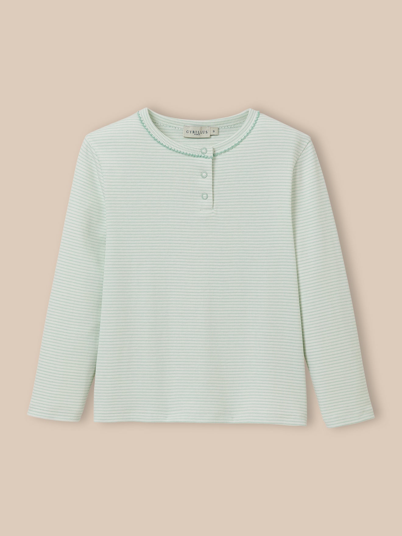 Gestreifter Mädchen-Pyjama in Rippstrick