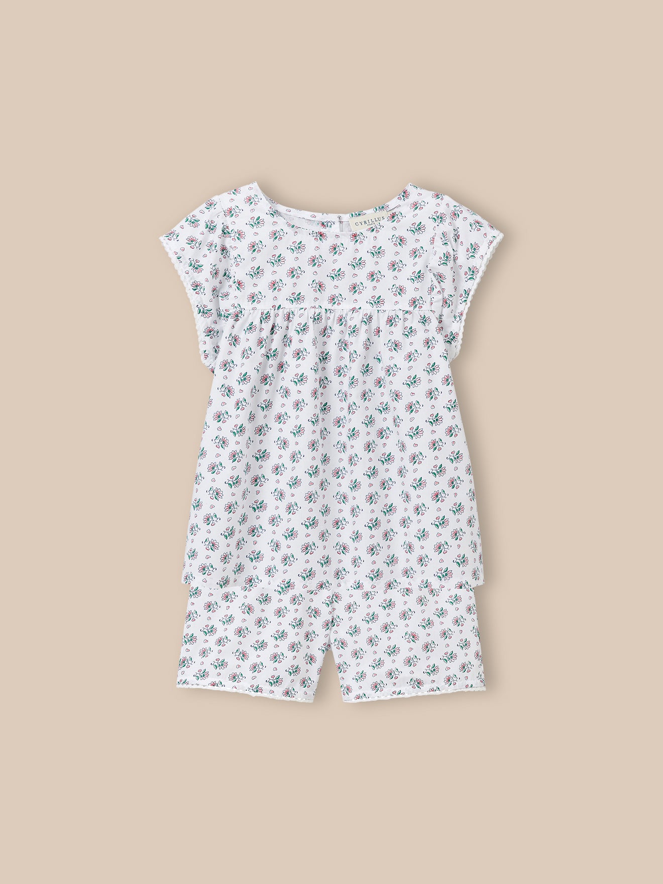 Mädchen Kurz-Pyjama, Blumenmuster