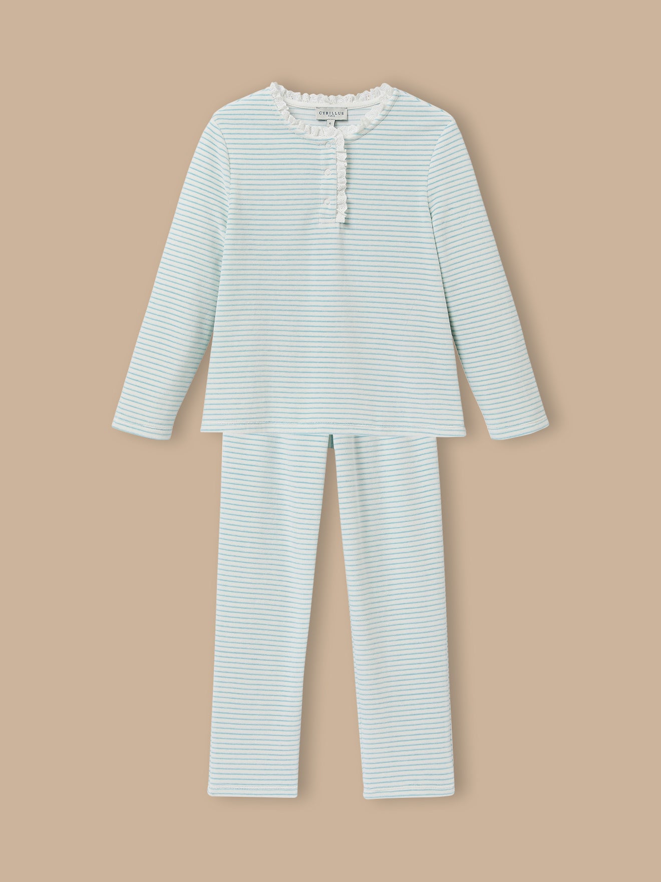 Mädchen-Pyjama aus gestreiftem Samt