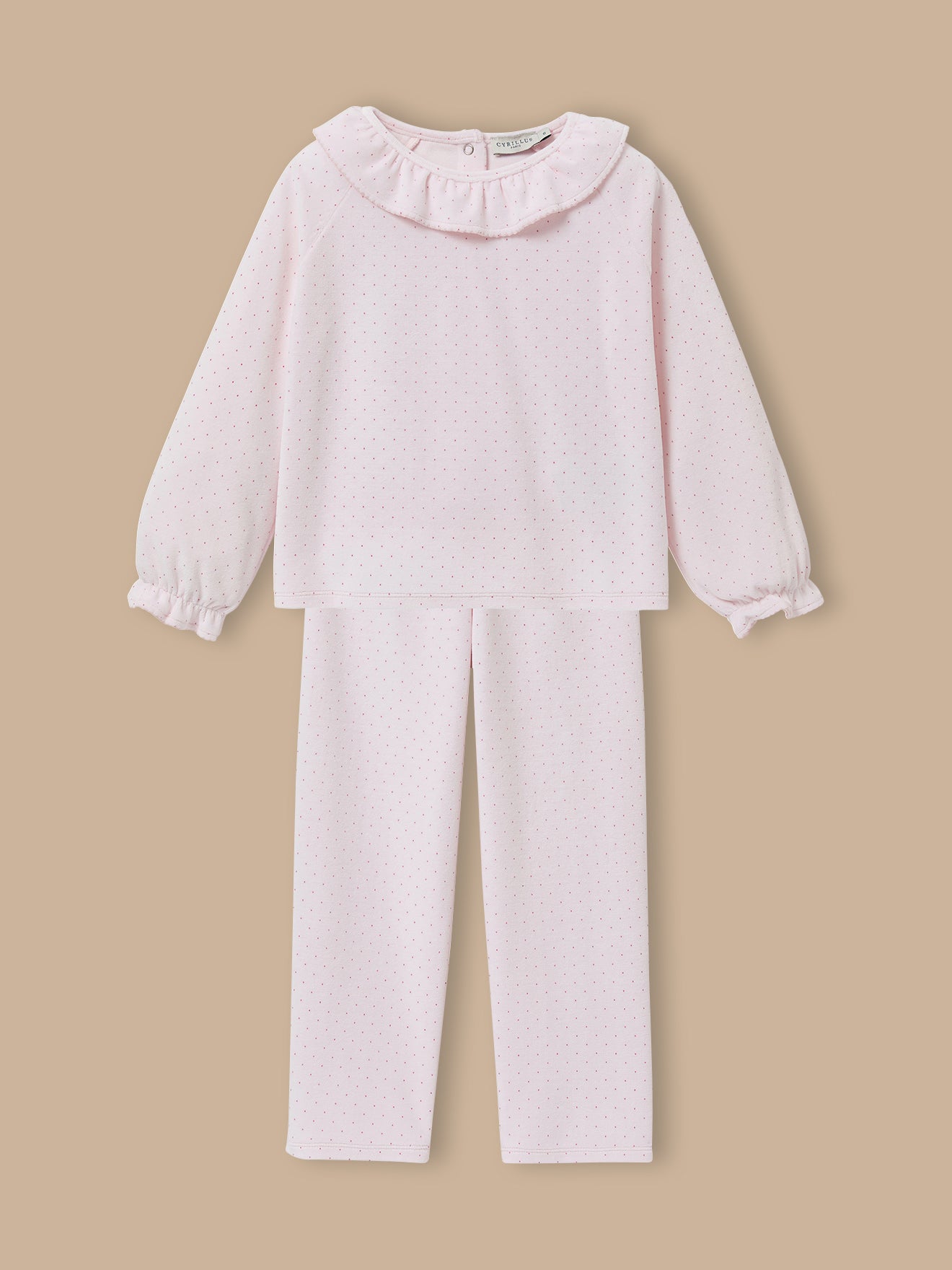 Mädchen-Pyjama aus Velours mit Tupfenprint