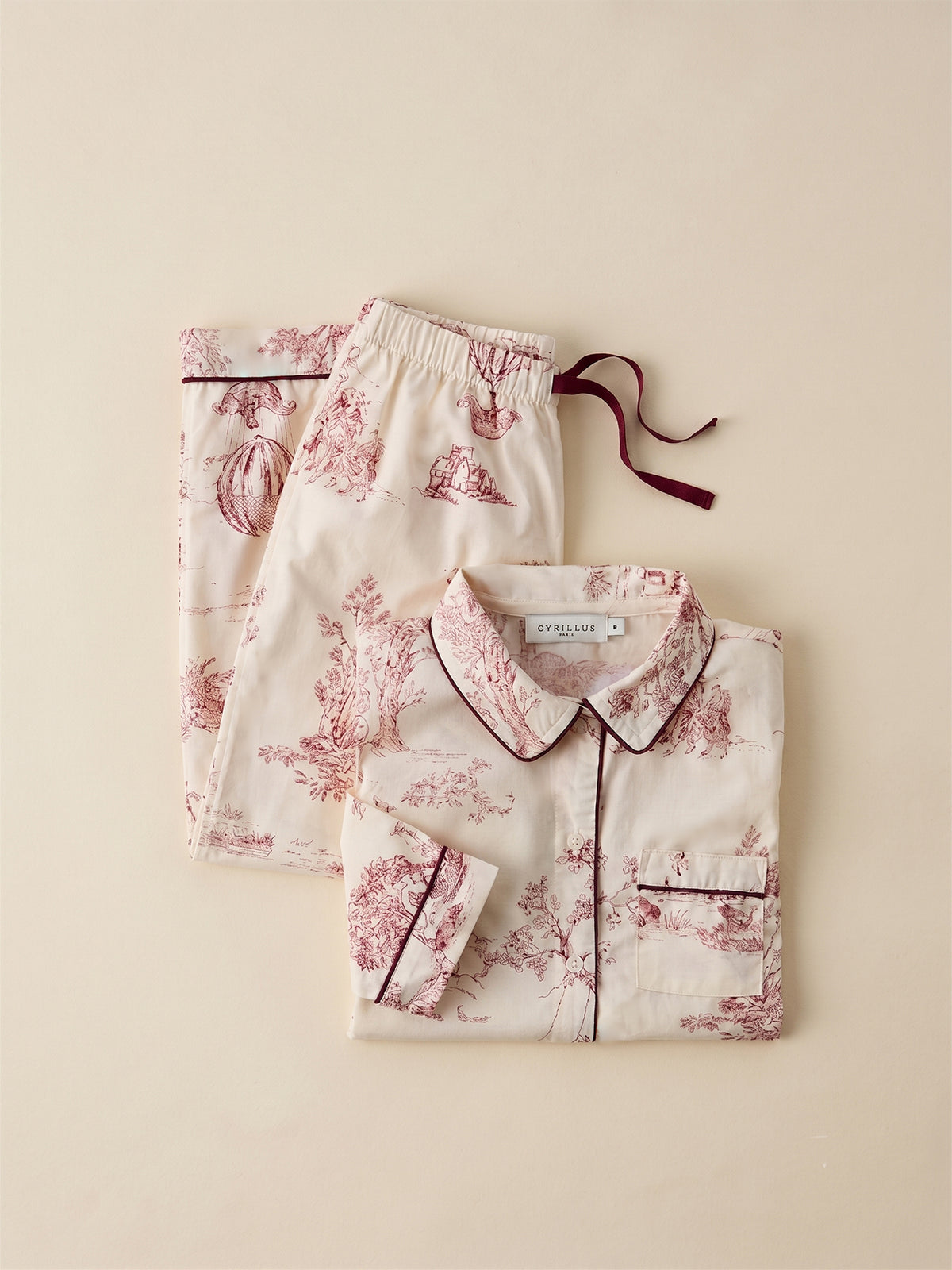 Mädchen-Pyjama, Stoff im « Jouy »-Stil