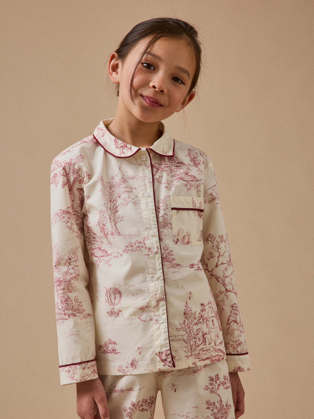 Mädchen-Pyjama, Stoff im « Jouy »-Stil